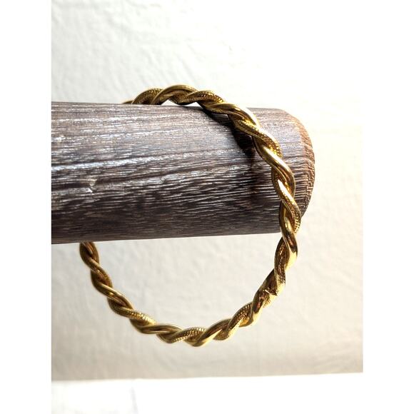 Twisted Gold Tone Bangle Bracelet - Picture 3 of 3